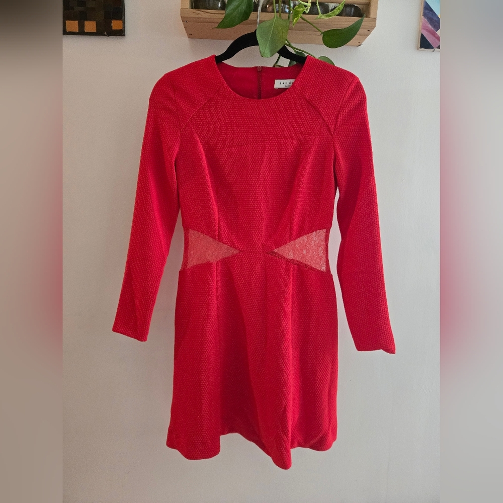 SANDRO Red Lace Dress